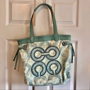 Coach Audrey Op Art Swirl Leigh Tote w/ Wallet